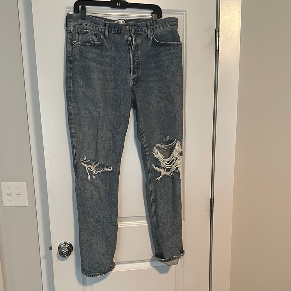 Agolde Women’s Low Rise Ripped Straight Jeans